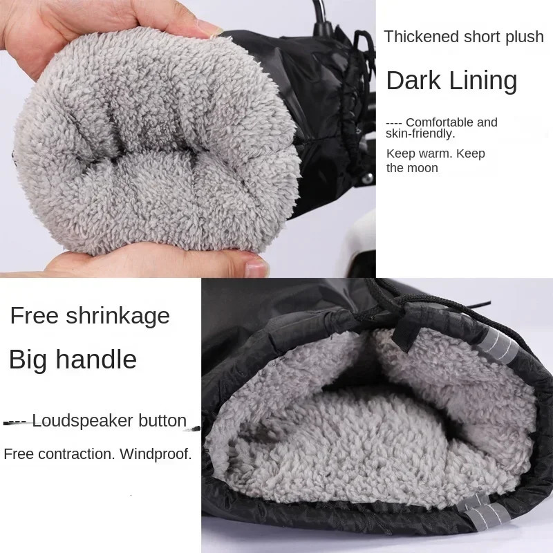 Waterproof Motorcycle Handlebar Gloves Winter Hand Protector Windproof Liner Warm Motorbike Scooter Handle Cover 2pcs 241007 S25118