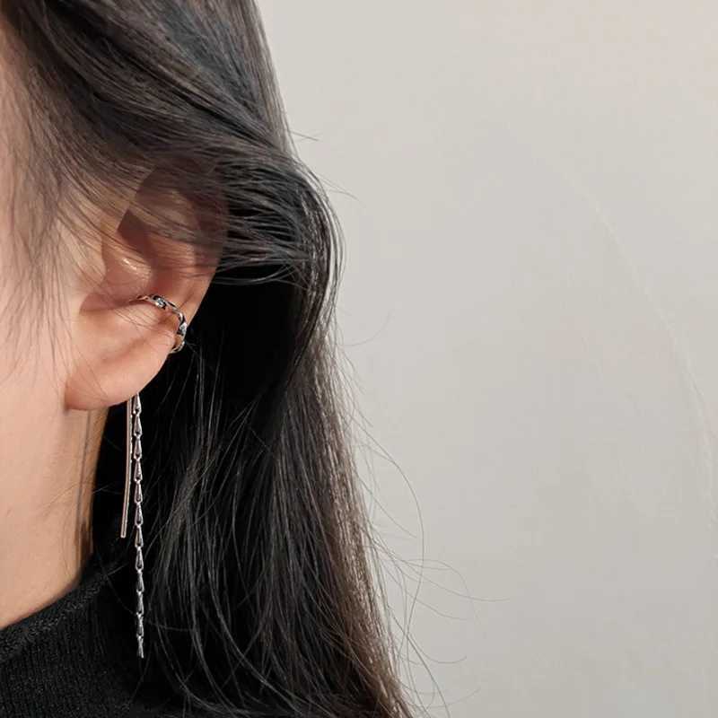 1 piece of fashionable imitation pearl silver chain earrings with cuffs non perforated fake cardboard box clip earrings suitable for female friends je