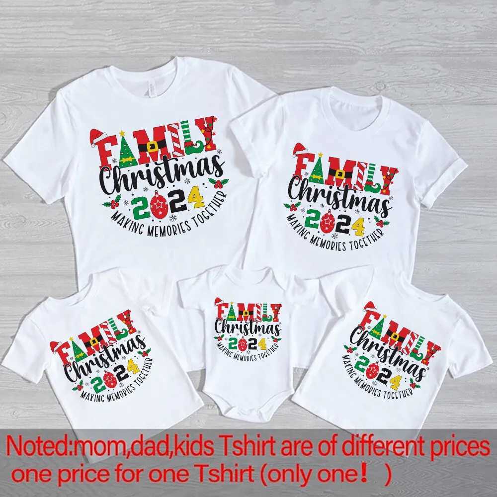 Family Christmas 2024 Print Family Match Shirt Christmas Together Create Memory Clothing Holiday Mom Dad Child Top Baby jumpsuit W241015