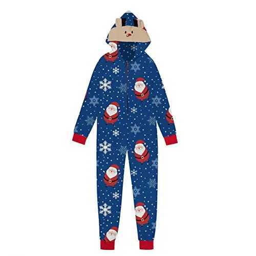 Family Christmas matching set reindeer ear muffs full set of printed one-piece jumpsuit adult and child jumpsuit Christmas pajamas pajamas W241015