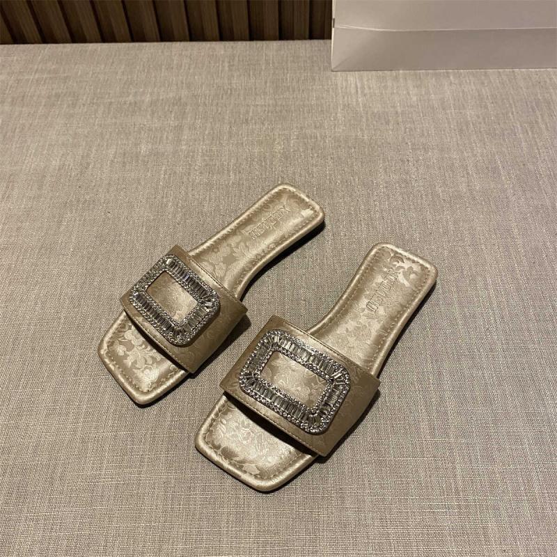 Women Wearing Slippers For Summer Outings In New Chinese Style Square Open Toe Flat Bottomed Versatile Women S Sandals Ddmythur