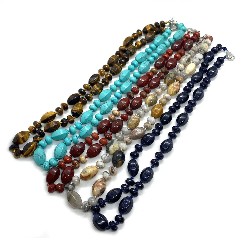 Exquisite natural stone oval agate bead necklace 10x14mm Abakas bead redstone green Aventurine womens jewelry accessories 241017