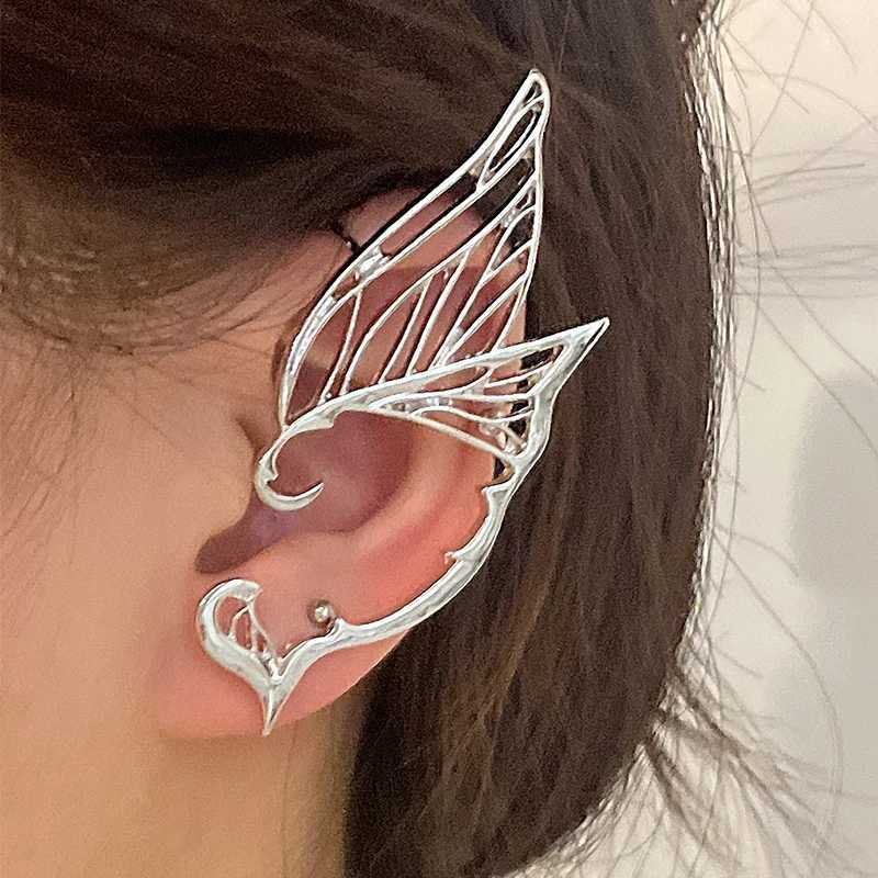 Silver plated metal elf ear cuffs butterfly ear clips womens stainless steel fairy clip earrings wedding girls jewelry gifts W241017