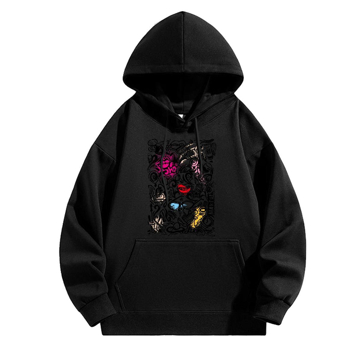 Stylist Unisex Sweatshirts Drawstring Long Sleeve High Quality Couples Hoodie Graphic Hoody Casual Daily Wear Thick Fleece
