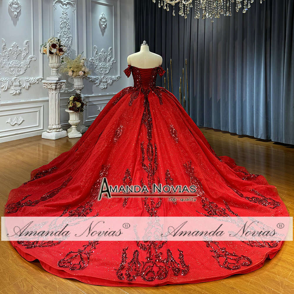 Amanda Novias Off Shoulder Red Wedding Dress