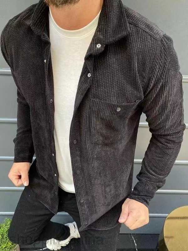 Men's Jackets Coats Men's autumn new pure color long sleeve jacket casual Lapel corduroy thickened cardigan