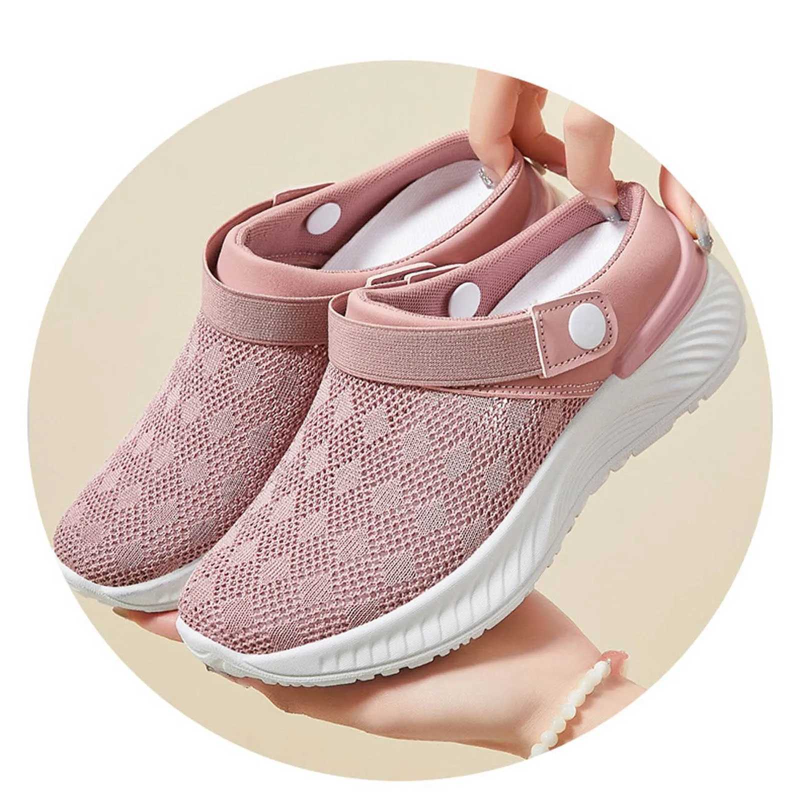 Womens casual work shoes summer breathable slider womens half slider lazy soft sole slider womens casual business shoes Y241017