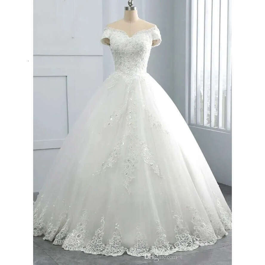 Winter Stunning Lace V-Neck Wedding Dresses Appliques Plus Size Off The Shoulder Ball Custom Vestido De Novia Formal Bridal Gown