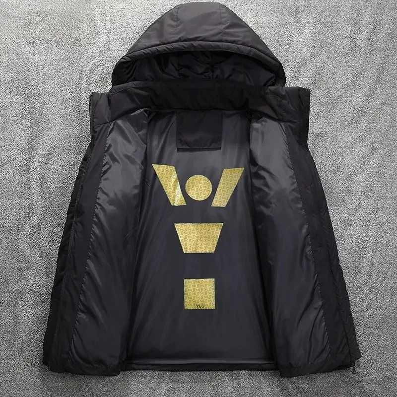 2024 new mens winter down jacket with hood winter warm mens coat casual autumn vertical collar thick hat white duck park X241017