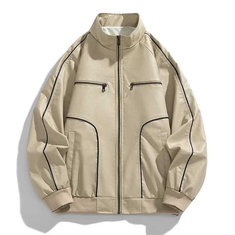 Leather Jacket Men Fashion Motocycle Jackets Stand Colar Pu Fall Winter Outwear Casual Faux Leather Coats Man Mens Clothing Top X241017