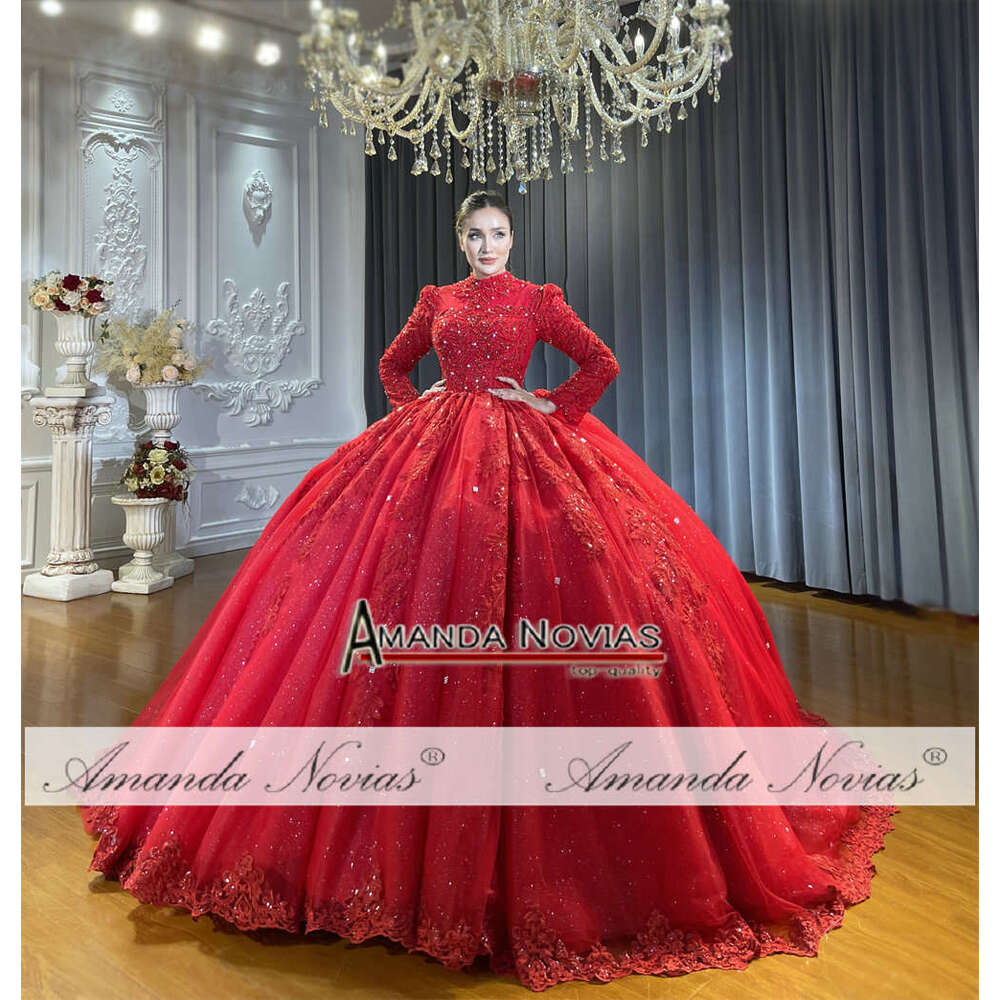 Full Cover Wine Red Wedding Dress For Muslim