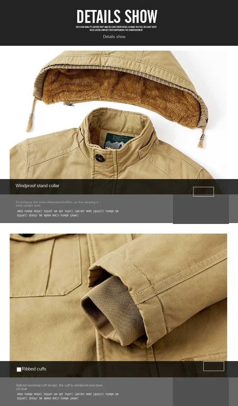 Mens padded clothing autumn and winter new item solid color loose large size multi pocket outdoor adventure warm jacket mens work jacket X241017