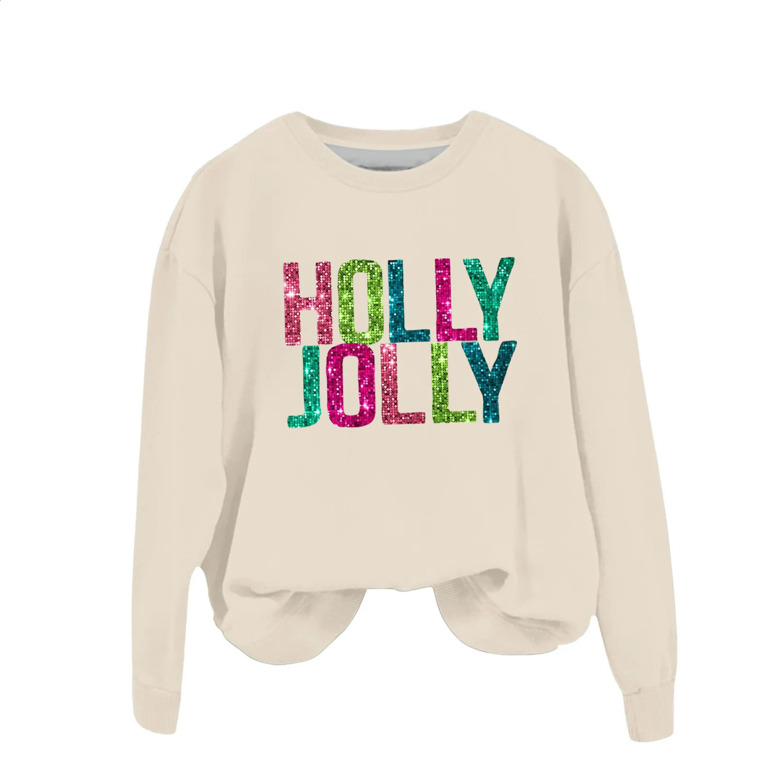 Christmas Casual Long Sleeves Y2k Hoodies Trend Holly Jolly WomenS Sweatshirts Colourful Letters Graphic Oversize Sports Suit 241017