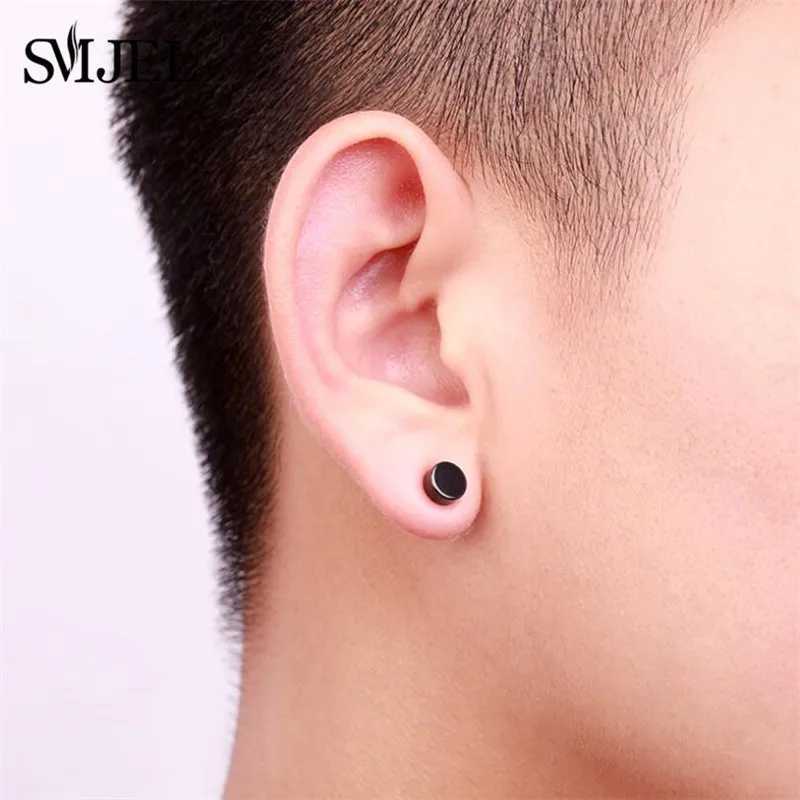 Stainless steel non perforated magnetic stud earrings unisex punk black heart star cross skull ear clip jewelry fake perforation gift W241017