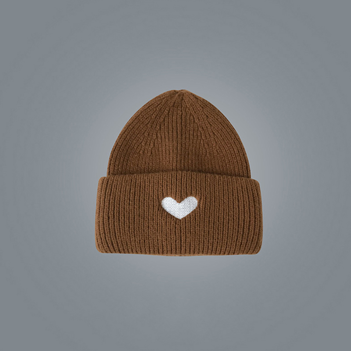 Cozy Multi-Occasion Knitted Beanie with Lovely Heart Embroidery - Perfect for Fall & Winter