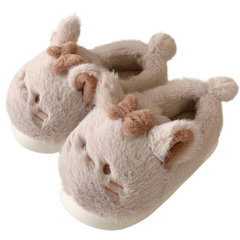 2024 Autumn/winter New Cute Cartoon Cat Slippers Designer Comes With Veet Warm Plush Home Cotton Shoes Free Shipping