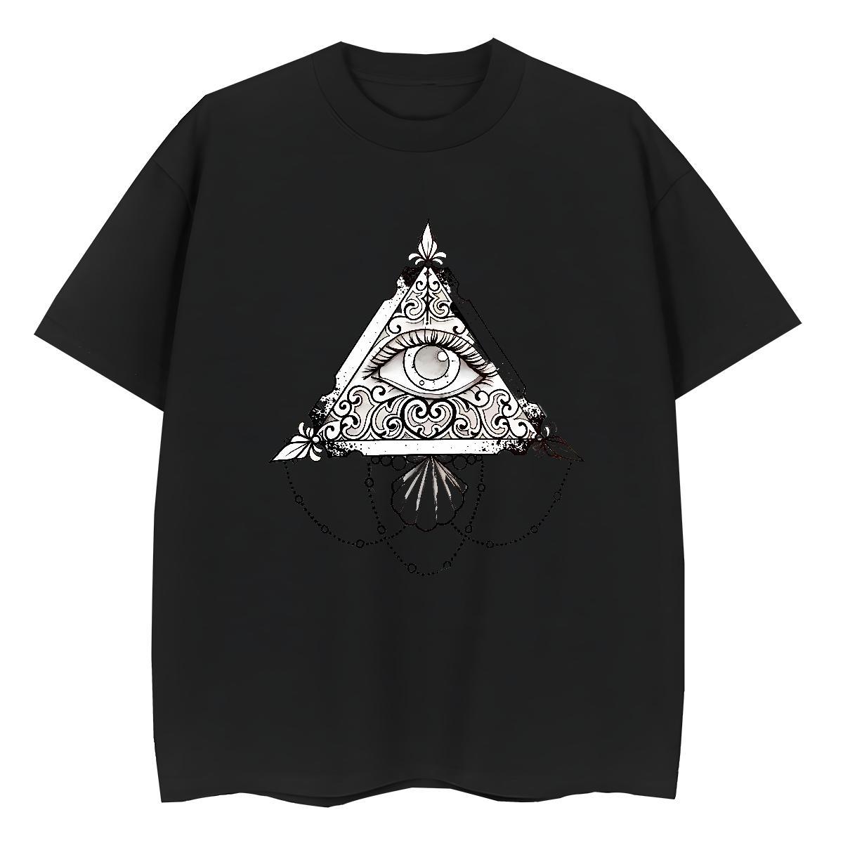 New Women T Shirts 230g Pure Cotton Crew Neck Breathable Summer Casual eye of the devil Tshirt for Man Woman Wholesale Cartoon Floral Printing Clothin