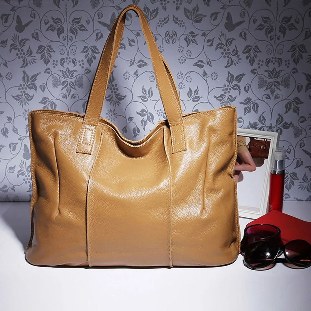 Zency 100% genuine leather handbag large capacity womens shoulder bag vintage handbag high-quality homeless brown shopping bag241018