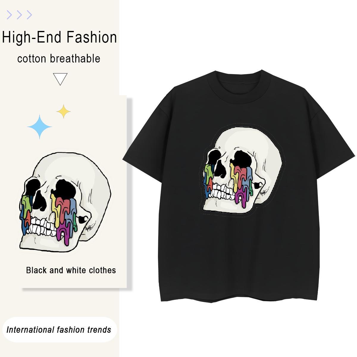 Classic T-Shirts 230g Cotton Short sleeve Soft Street Wear skull Tshirt for Man Woman Designer Custom Print Oversized Clothings