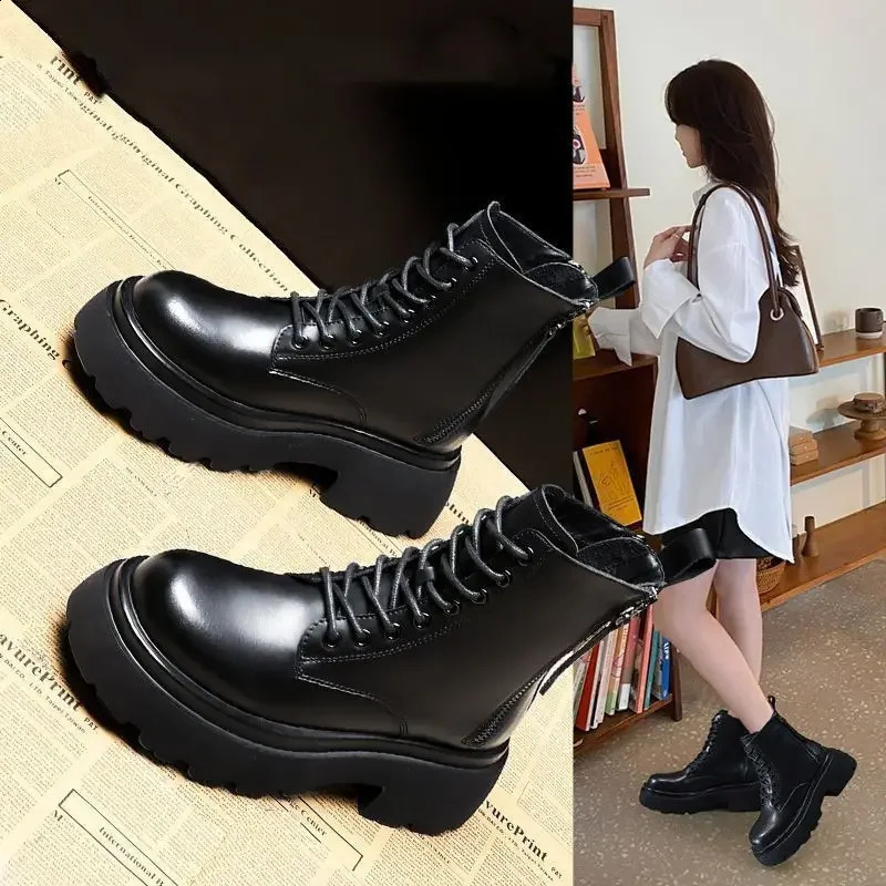 Martin Boots Womens 2024 Style British Style Spring Autumn Single Boots Heightened Summer Thin Slimming Platform Short 241010