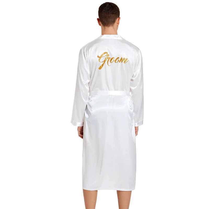 Wholesale Mens V Neck Satin Robe Kimono Long Bathrobe Groom Gold Glitter Nightgown Lightweight Sleepwear for Wedding Party T129XJ241018