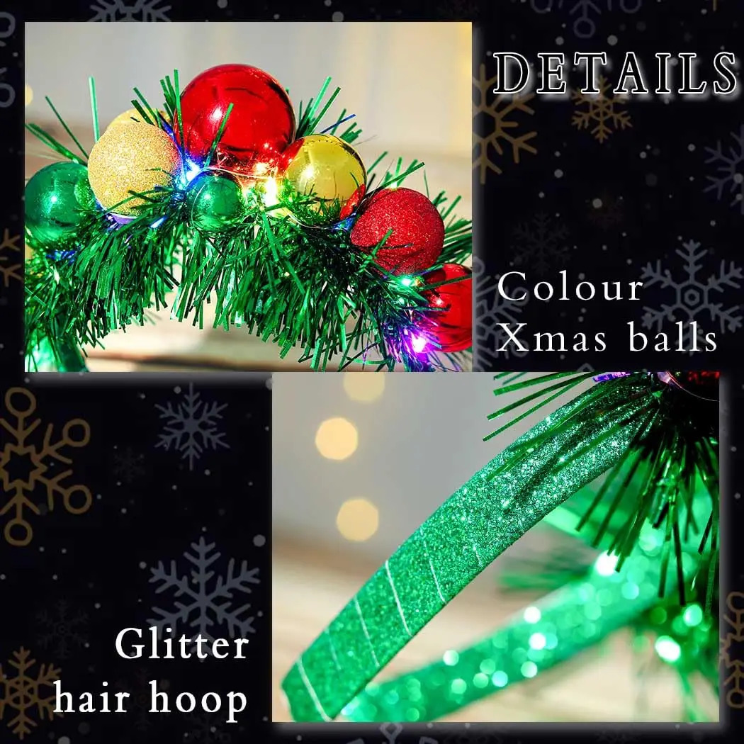 Lighting up Christmas ball headband LED Christmas headband Christmas glitter hair party hair accessories 241018