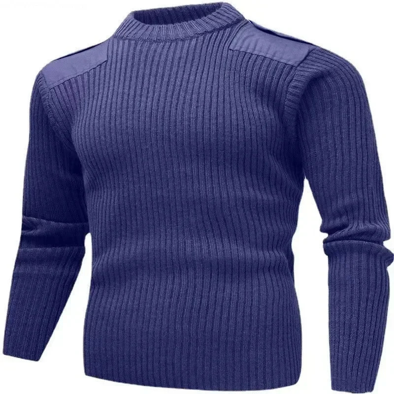 M3XL Sweater Men Jersey Knitted Pullover Winter Wool Patch Vintage Greenblue OVNeck Knitwear Cold Mens Clothing 241018