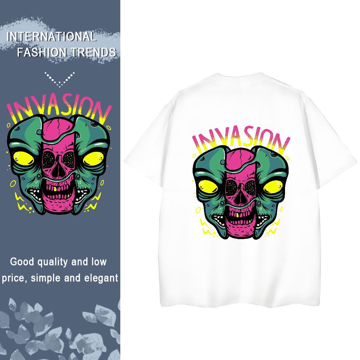 Fashion New T shirt 100% Cotton 230g Round Neck Short Sleeve Outdoor skull Couples T Shirts Designer Anime Clothes Shirt