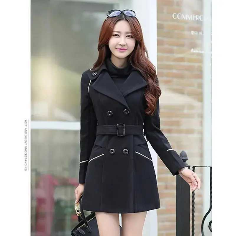 2023 New Korean Winter Woman Wool Coat Long Warm Female Woolen Coat Female Autumn Fashion Double-Breasted Jacket OuterwearX241009