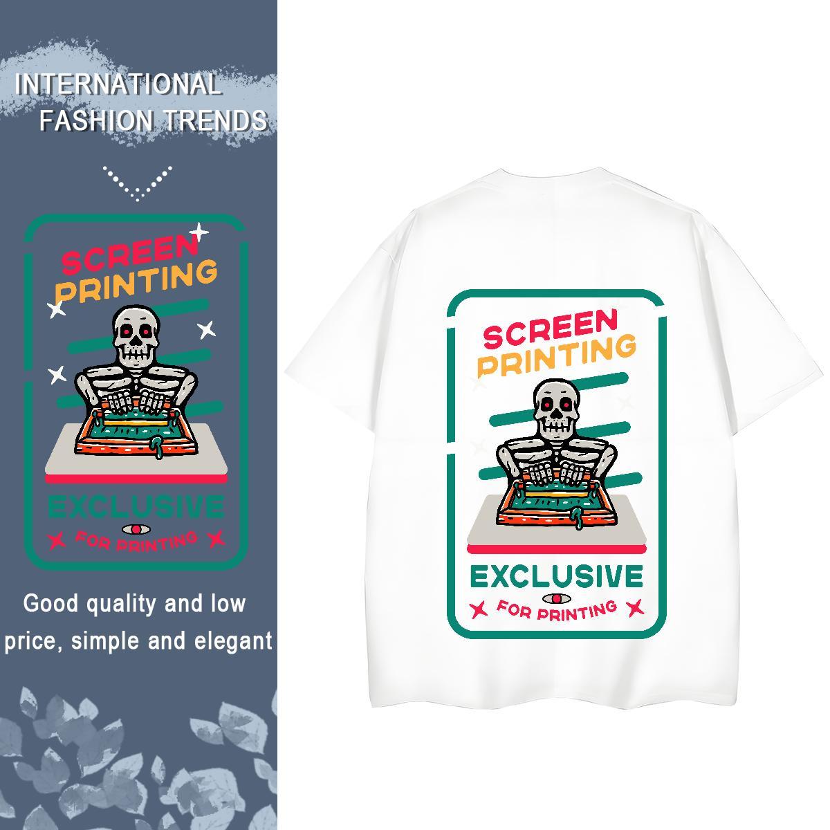 Fashion T-Shirts for Women 230g 100% Cotton Breathable Crew Neck Casual Sport skull Lady T shirt Popular DIY Anime Tops