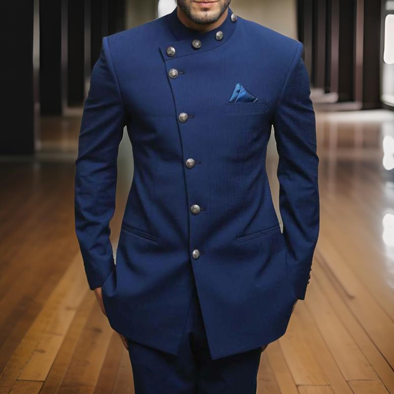 Blue Jodhpuri Suit for Mens Formal Wedding Groom Tuxedo 2 Piece Single Breasted Jacket with Pants Male Fashion Costume New Arrival 2025