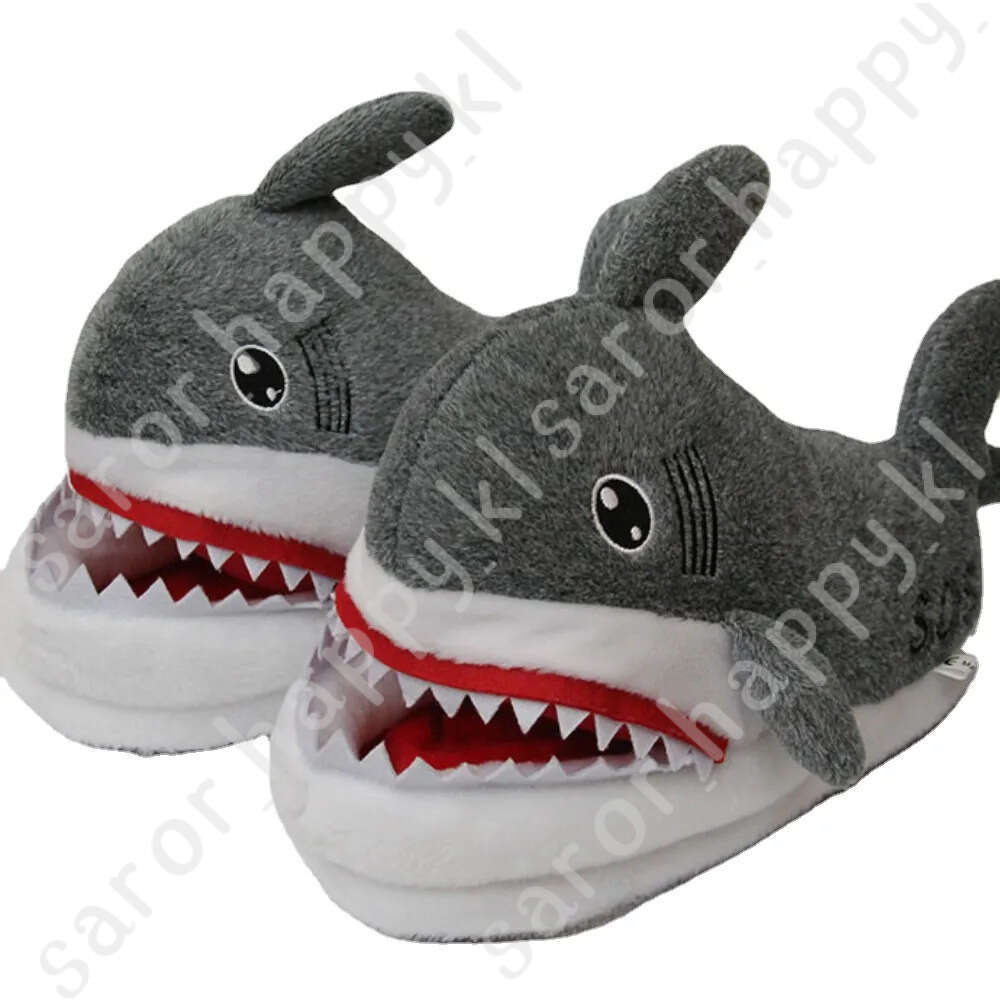 Winter Shark Couple Gift Woman Comfortable Funny Shark Slippers Heel Warm Indoor Home Use Man Bedroom Home Slippers 949
