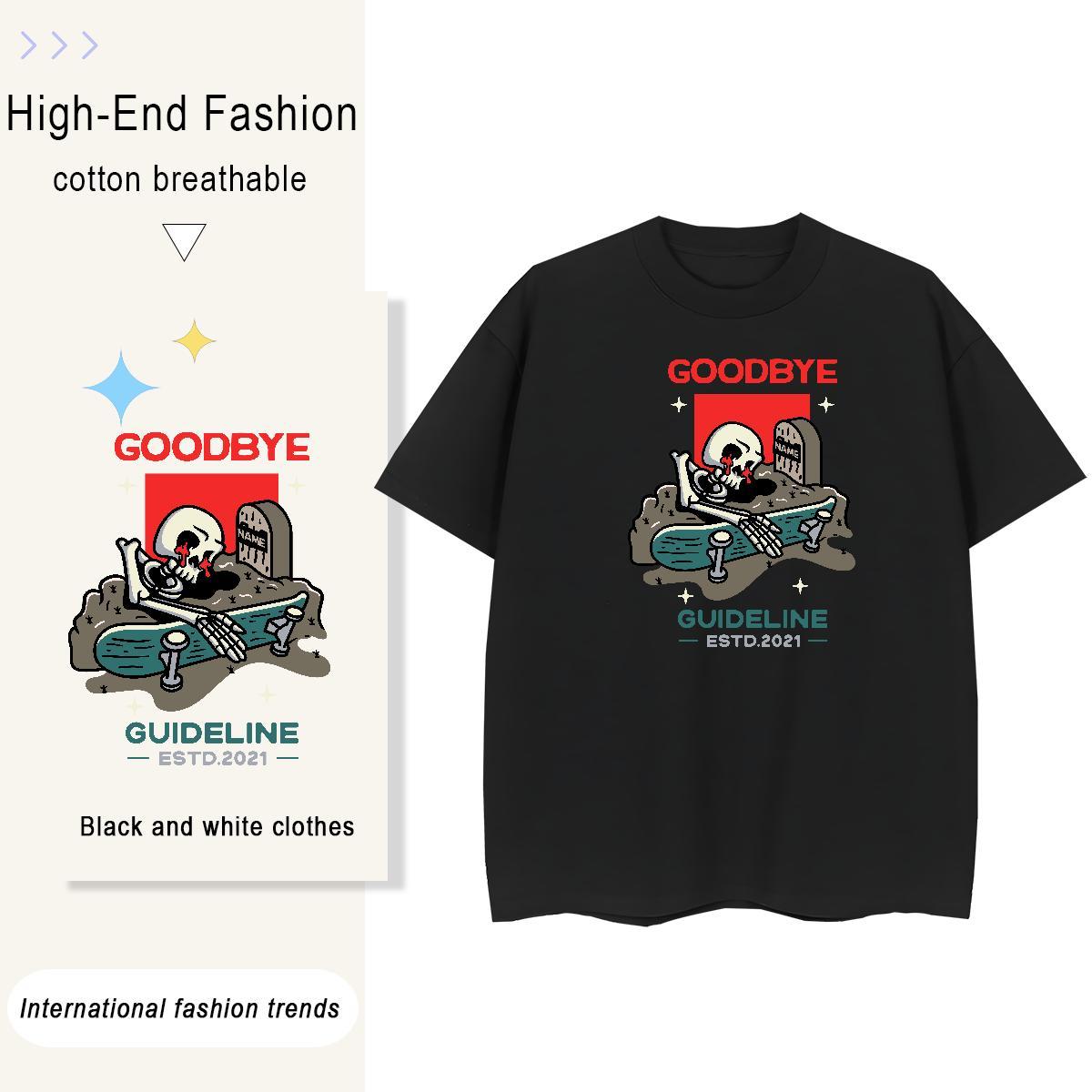 Stylist T Shirt For Woman 100% Cotton 230g Short sleeve Soft Hip Hop skull Women Tees Loose fit Skull Tops Shirt