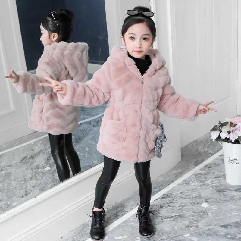 Girls coat cotton coat fur warm and thick winter gift childrens clothing M241018