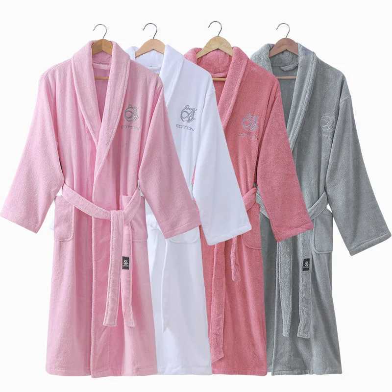 Winter Men Robe Cotton Bathrobe Thick Long Soft Robes Home Clothing Male Sleep Robe Plus Size XXL Kimono Robe Autumn White PinkXJ241018