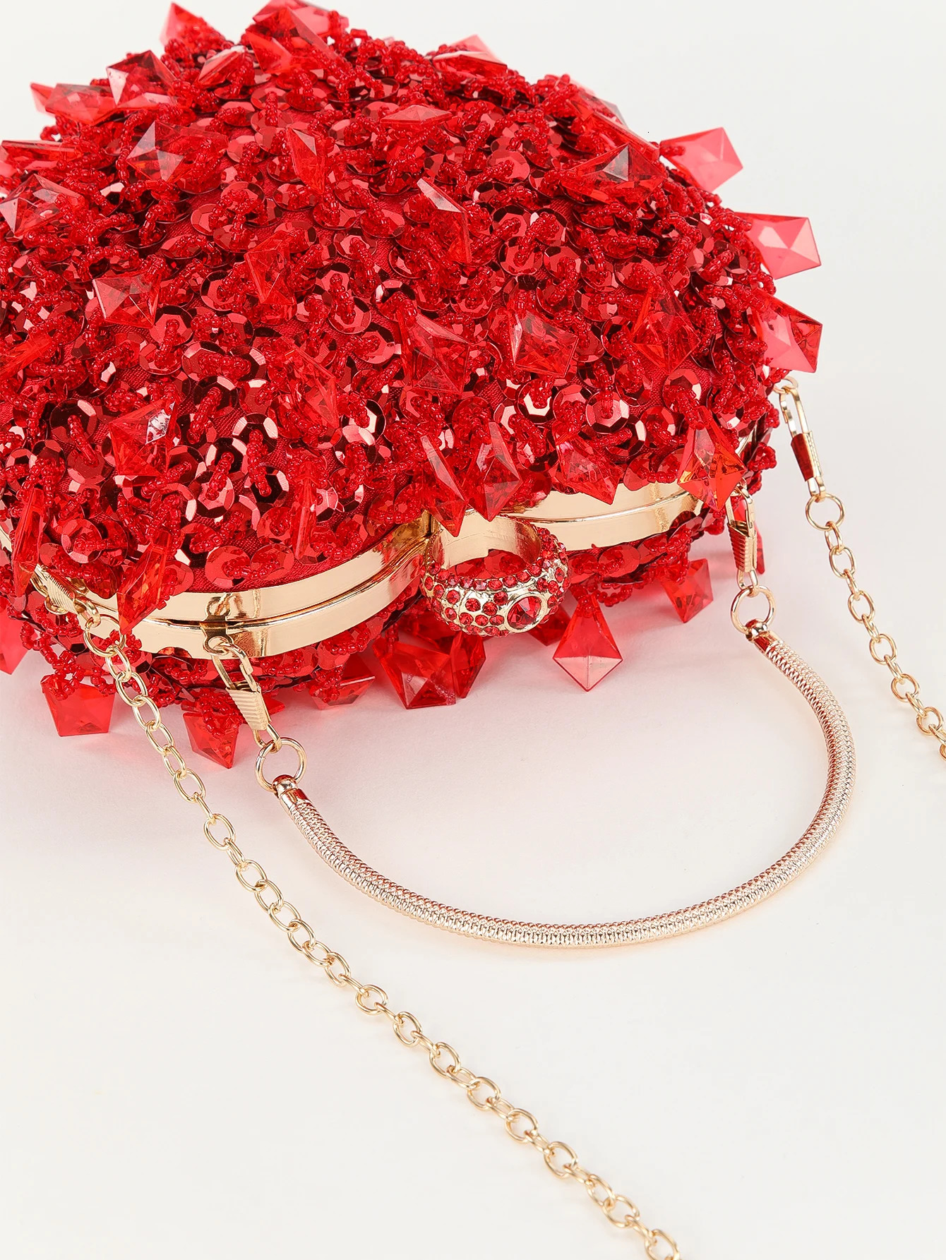 Mini handmade bead sequin hand ten font night bag red heart cufflink bag used for parties weddings and dinners241018
