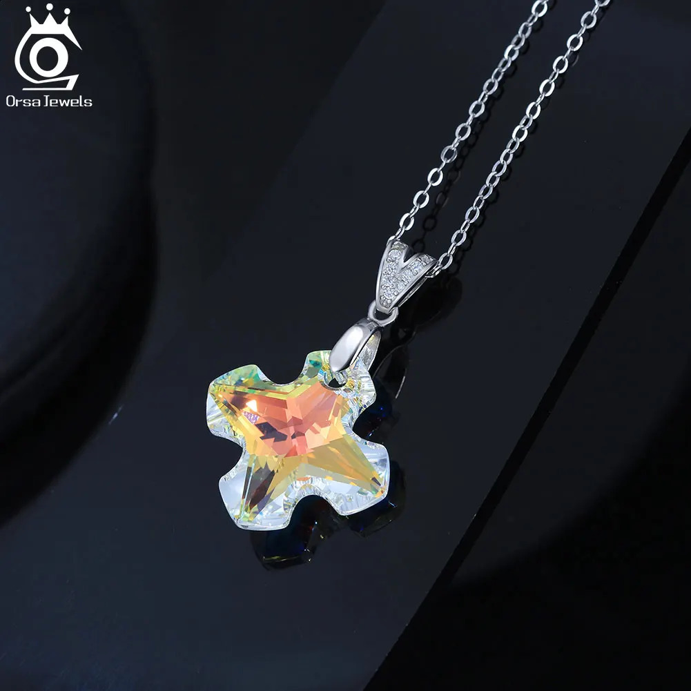 ORSA JEWELS pendant necklace suitable for women to participate in fashion jewelry 925 sterling silver Austrian crystal romantic chain SWN27 241018
