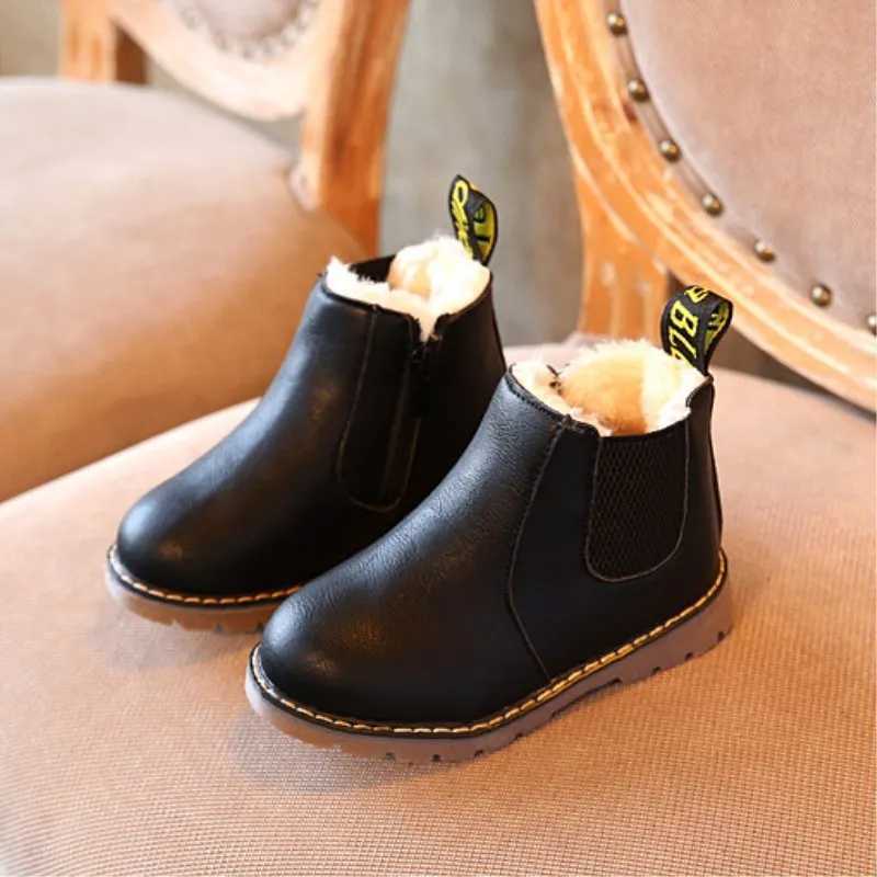 Boots Botas Soft soled Childrens Boots Autumn New Plush Boys Ankle Boots British Girls Boots Retro Fashion Short Boots Childrens Shoes Zapatos Ni a H2