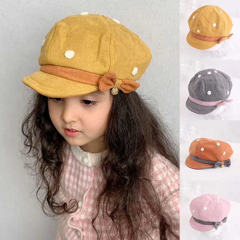 Cute Bow Princess Baby Girl Hat Kids Retro Style Beret Hats for Girls Fashion Spring Winter Children Cap Baby Accessories 2-6Y LX241018