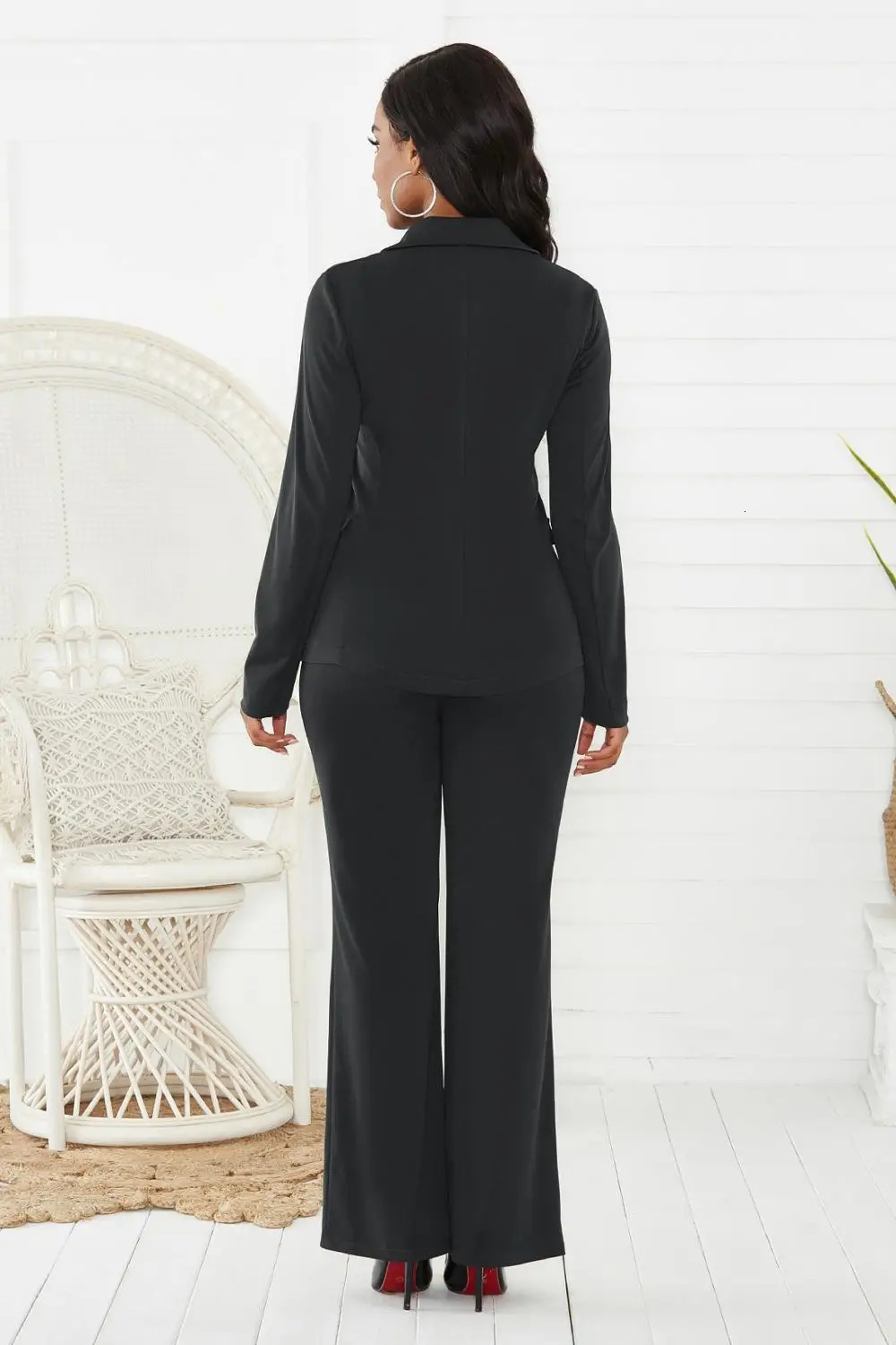 Womens Office Set 2piece Long Sleeve Pants Winter 241009
