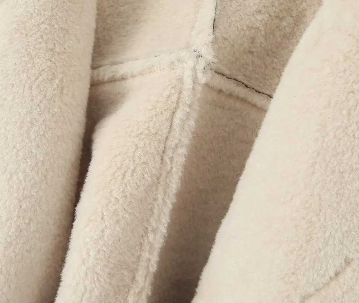 Maxdutti 2023 French Vintage Lamb Fleece Coat Lapel Parka Coat Loose Winter Jacket Women Fashion BloggerX241018