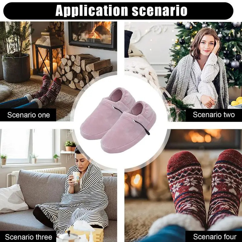 Home electric shoes USB heated foot heater anti slip cold weather product wool slider for reading traveling watching TV241018bj