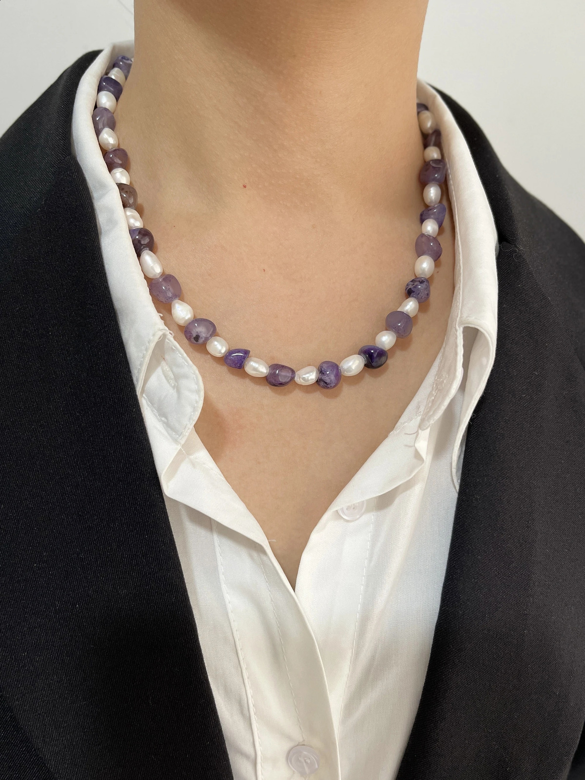 Perisbox Mixed Freshwater Pearl Natural Stone Necklace for Women Irregular Gemstone Bead Necklace Jewelry Unique Gift 241018
