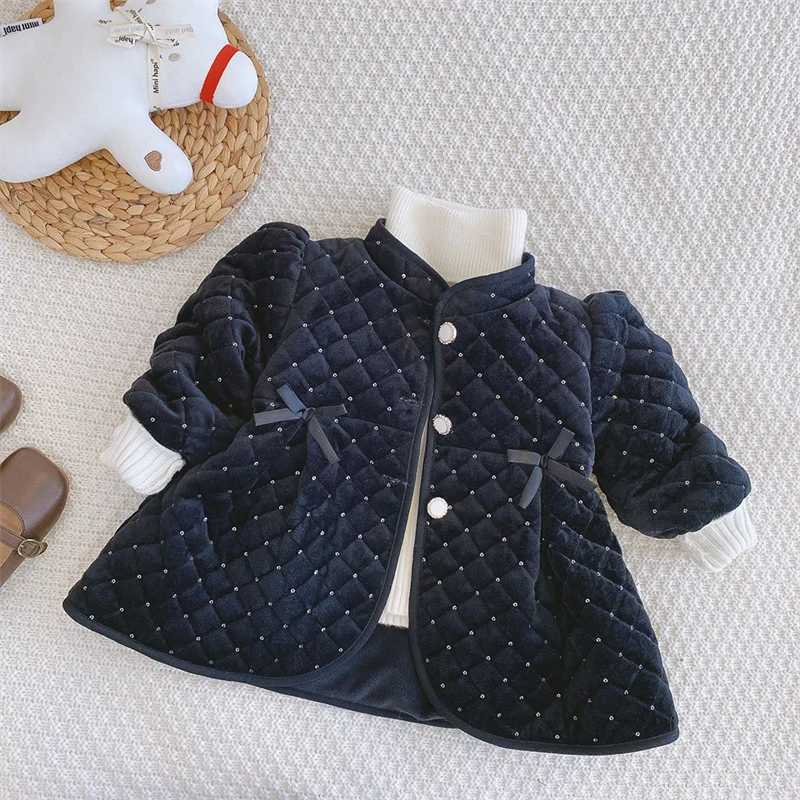 Baby girl winter coat childrens fashionable warm jacket childrens trend with velvet park baby autumn lightweight clothing 1-6Y M241018