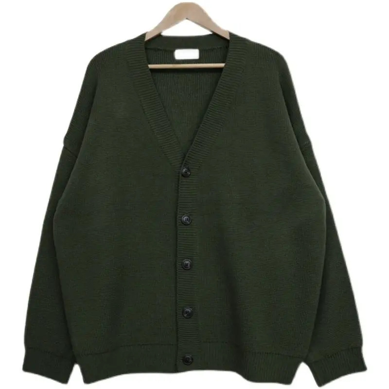 Mens Sweater Cardigans Autumn Winter Solid Color Knitted Sweaters Jacket Casual Loose Vneck Singlebreasted Tops 241018