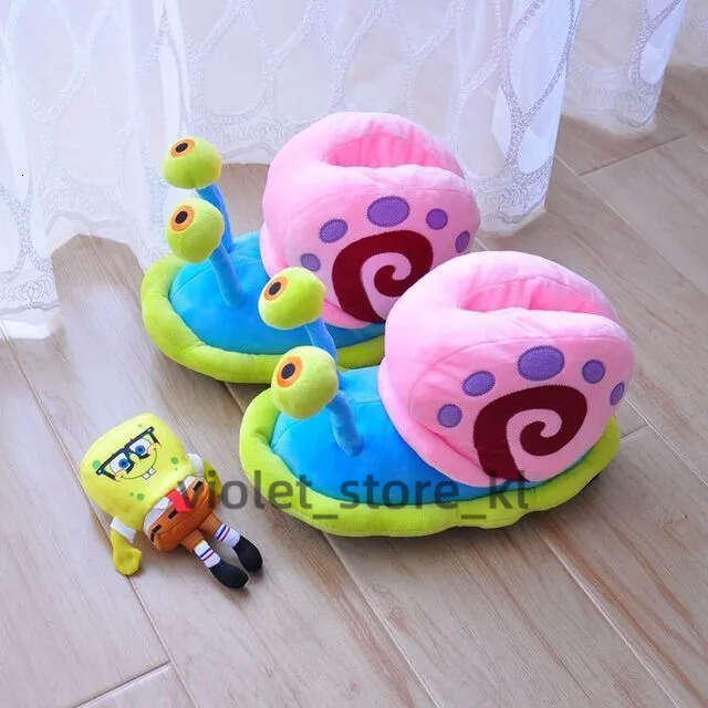 2022 Cartoon Slippers Women Funny Cute Snail Home Plush Shoes Indoor Cozy Flat Slides Furry Warm Winter Slipper Girl Flip Flop 2B0