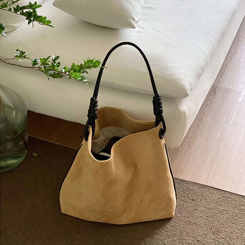 Handbag Small Retro Suede for Women Casual Versatile Handle Shoulder Bags Female Commuter Brown Purse Travel Underarm Bag