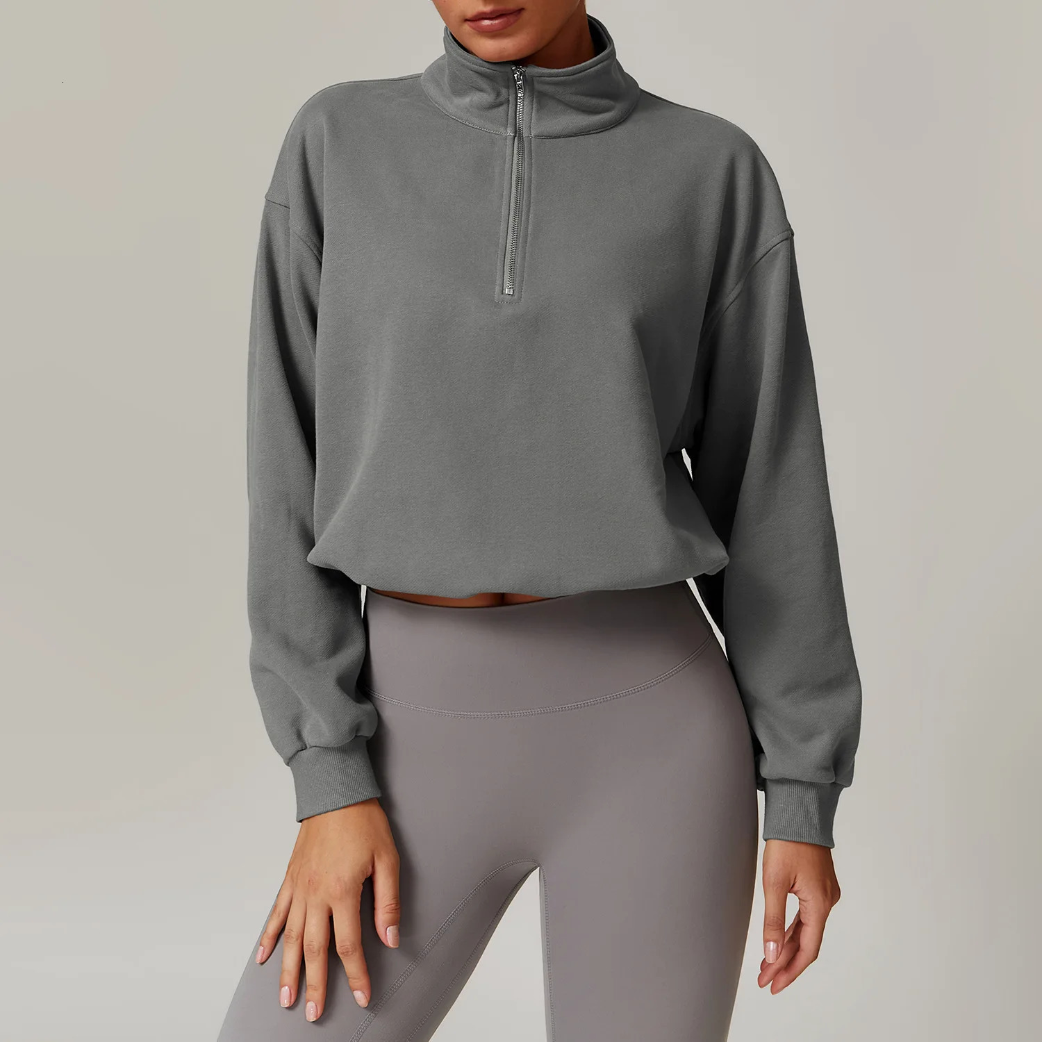 Winter Outdoors Zipper Jacket Women Crop Top Loose Sweater Yoga Tshirts Sports Long Sleeve Running Shirts Fitness Gym Coats 241018