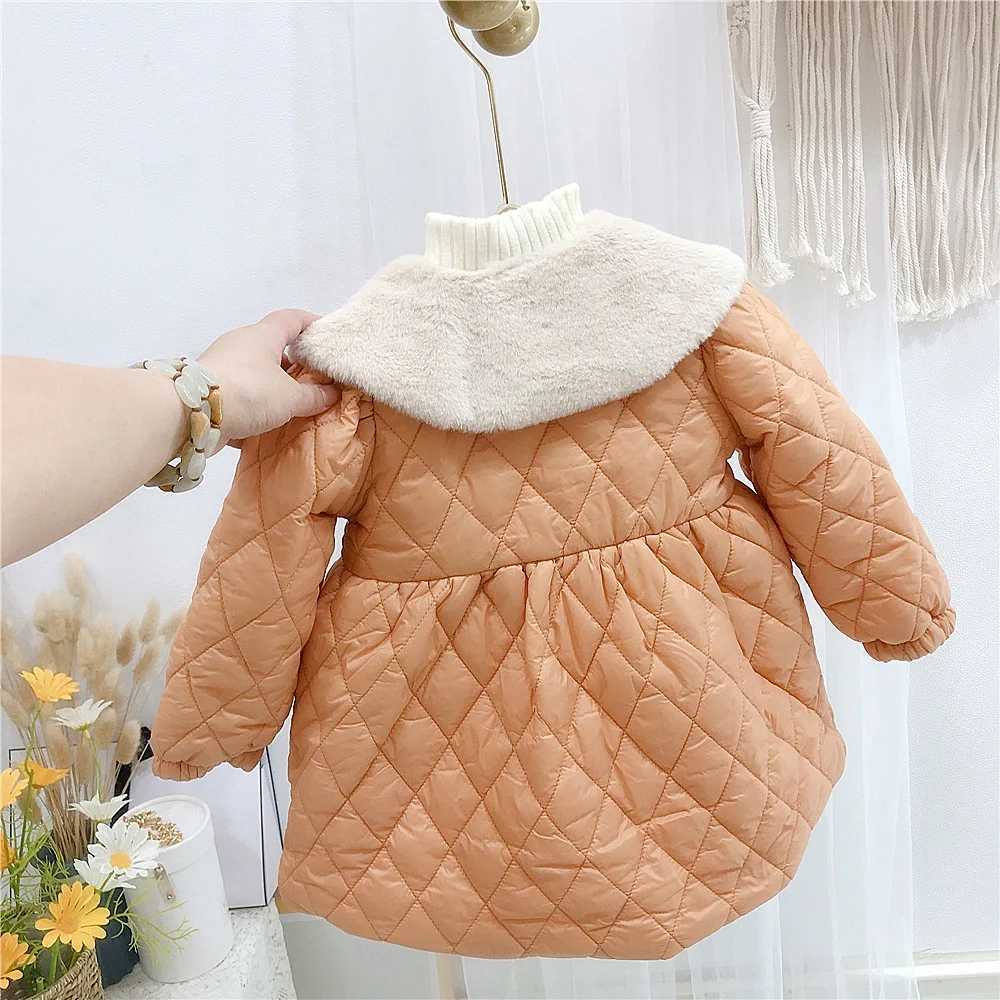 Girls outerwear cotton outerwear new warm and thick winter gift childrens clothing M241018
