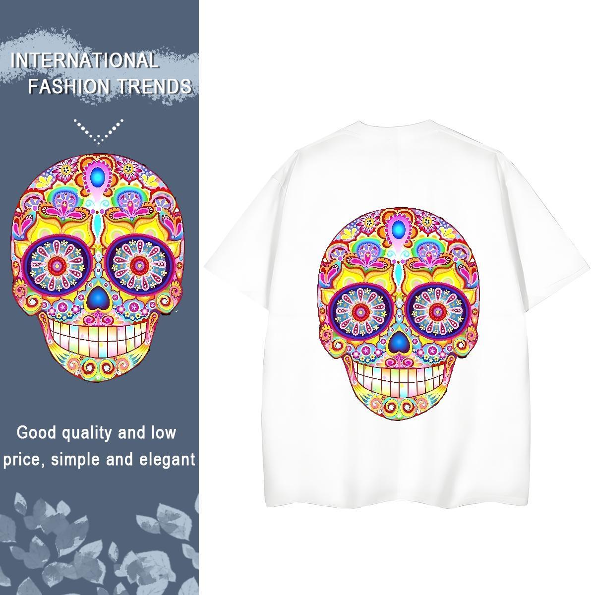 2024 DIY Woman T Shirts 230g 100% Cotton Crew Neck Home Outdoor monster Unisex Tshirts Loose fit Floral Print Top Tees